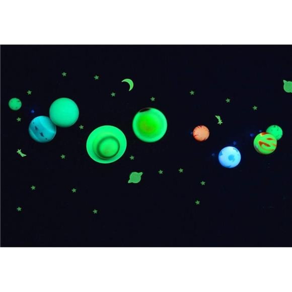 3-D Solar System Glow In The Dark Ceiling Hanging Kit 3D Planets & Star Stickers - Picture 7 of 7